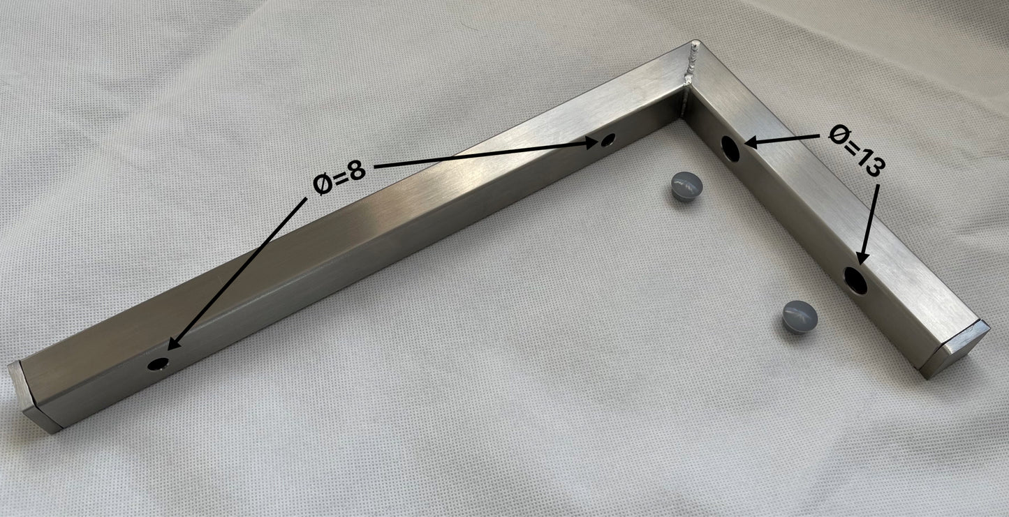 BECK-SWS - Wandhalterung / Winkel aus V2A / Edelstahl - Rohr 25x25x2mm. verschiedene Ausführungen