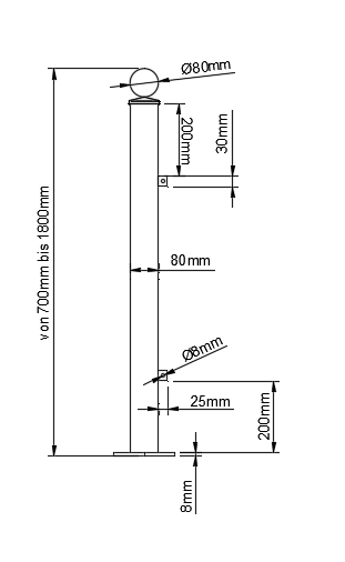 Zaunpfosten - Geländerpfosten "Adria" aus Edelstahl V2A 80x80 / Höhe 700mm-1800mm