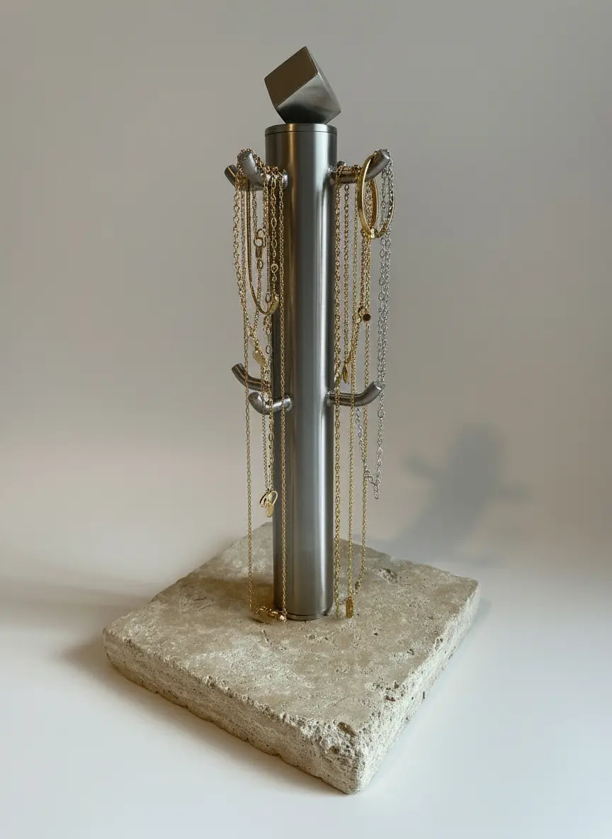 BECK-SWS Edelstahl-Naturstein Schlüsselhalter, Schlüssel- bzw. Schmuck-Baum, Aufbewahrung beck-sws