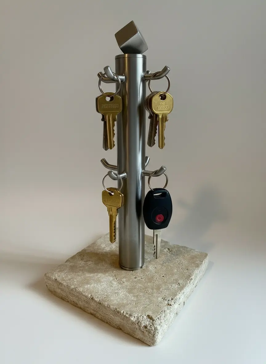 BECK-SWS Edelstahl-Naturstein Schlüsselhalter, Schlüssel- bzw. Schmuck-Baum, Aufbewahrung beck-sws