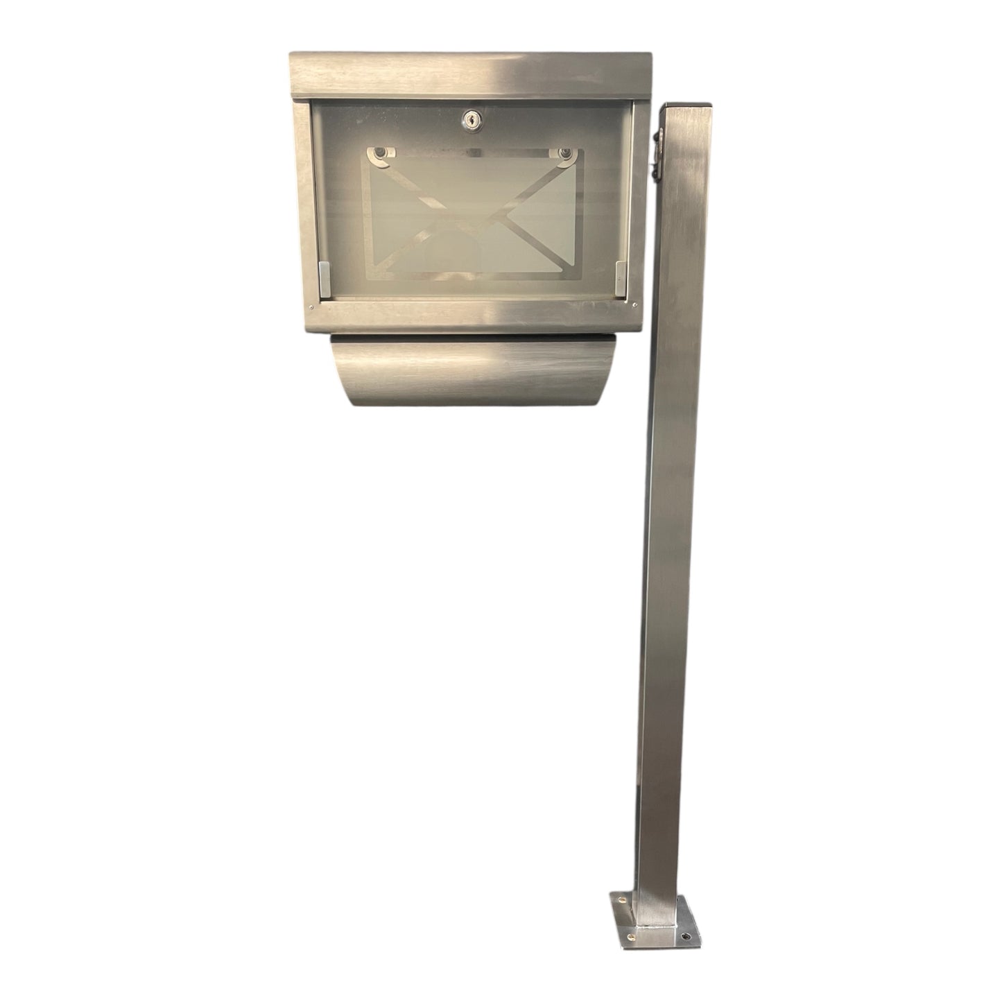 Premium Briefkasten Standfuß aus Edelstahl – Moderner Briefkastenständer mit 1 Pfosten, Wetterfest & Rostfrei, Zeitloses Design