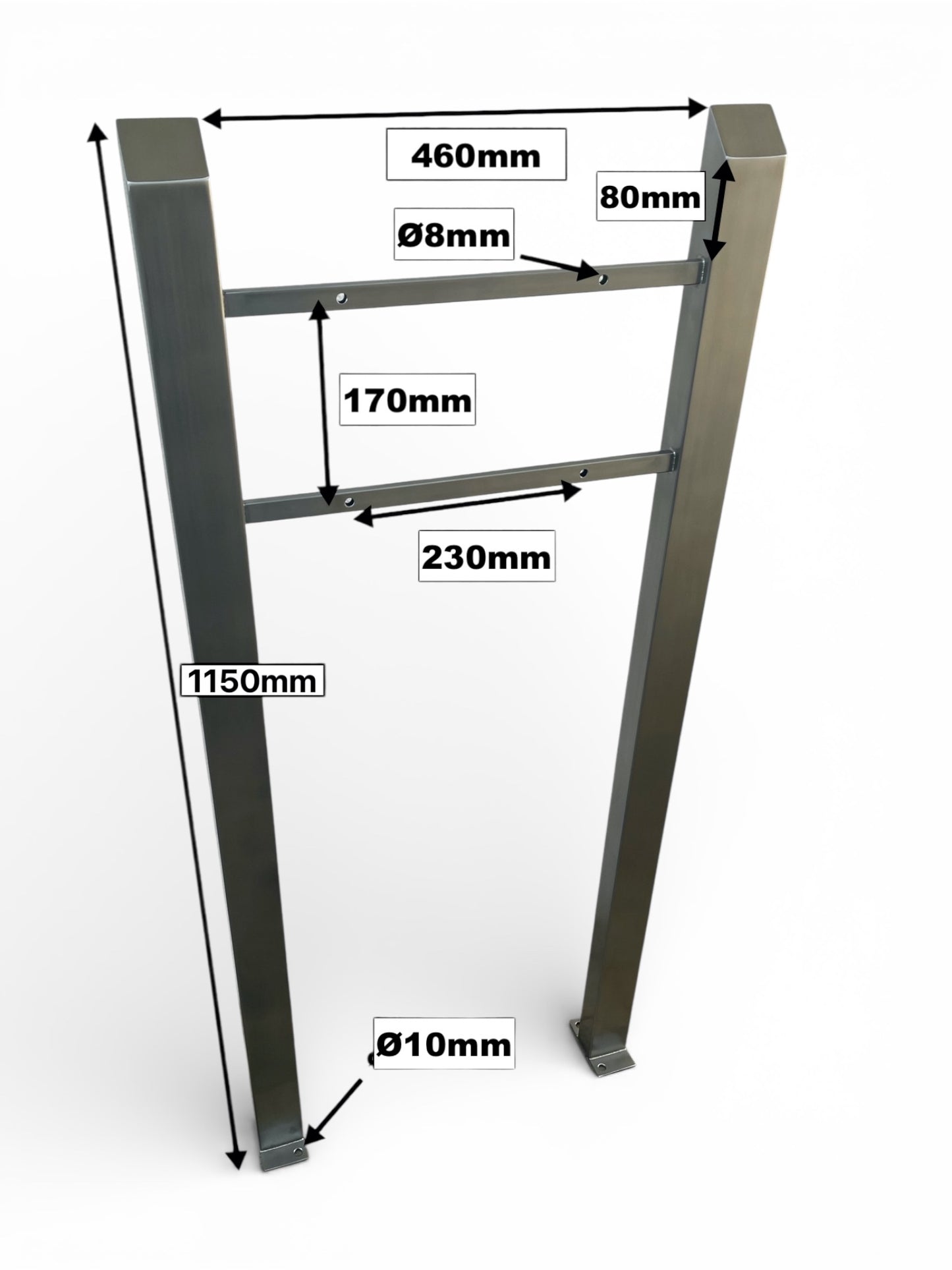 BECK-SWS Briefkasten-Postkasten Ständer Standfuß aus Edelstahl / V2A  - Freistehend 150cm