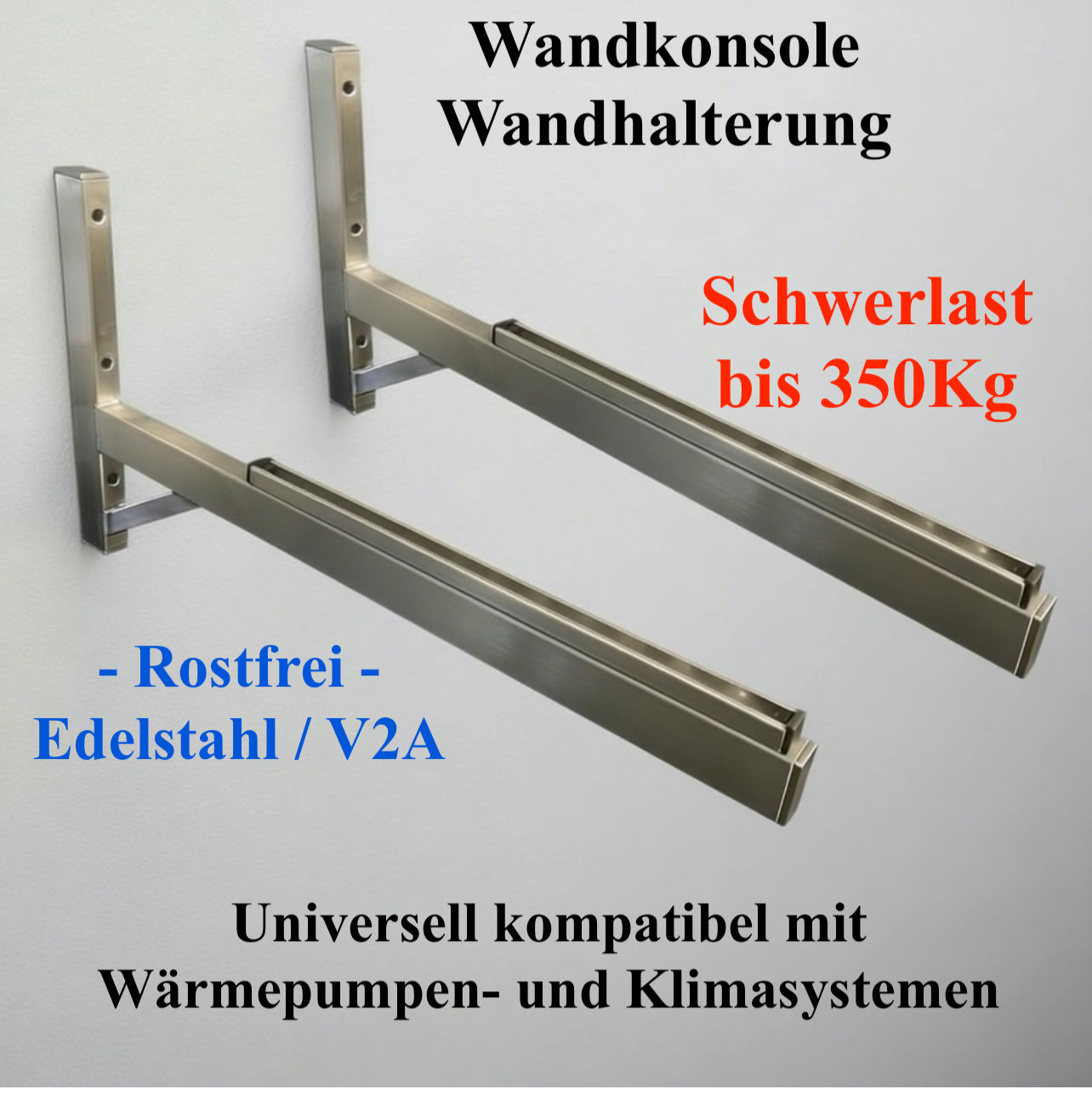 Edelstahl Schwerlast Wandkonsole für Wärmepumpe & Klimaanlage Premium Rostfrei bis 350Kg