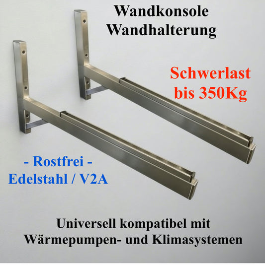 Edelstahl Schwerlast Wandkonsole für Wärmepumpe & Klimaanlage Premium Rostfrei bis 350Kg