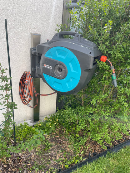 Edelstahl Halterung Säule Ständer  Gardena Schlauchbox Schlauchabroller Freistehend Schlauchhacken für Schlauchaufbewahrung Universal NEU