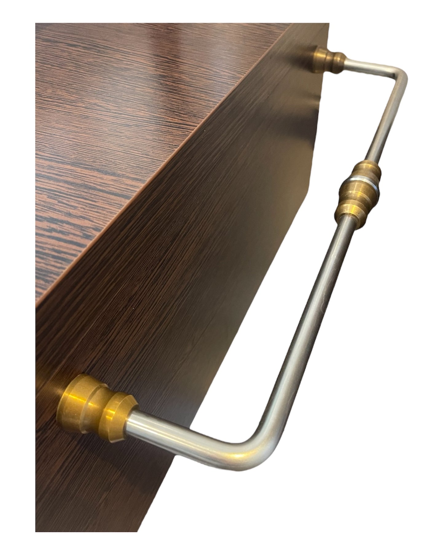 Eleganter design Handtuchhalter aus Edelstahl mit Messing-Elementen für Montage an Bademöbel oder Wandmontage
