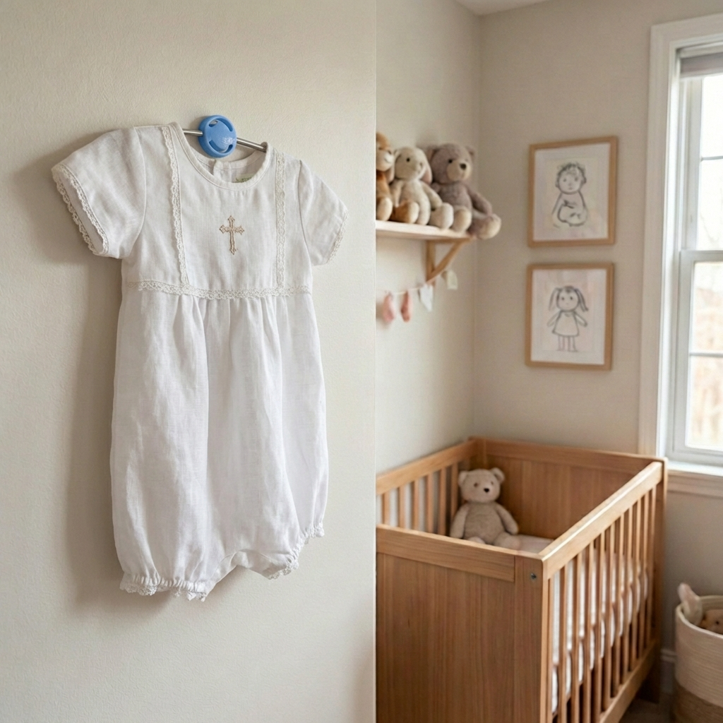 Kinderkleider Wandhalterung – Kinderzimmer Deko, Babykleidung & Erinnerungsstücke, Geschenk zur Taufe oder Geburt