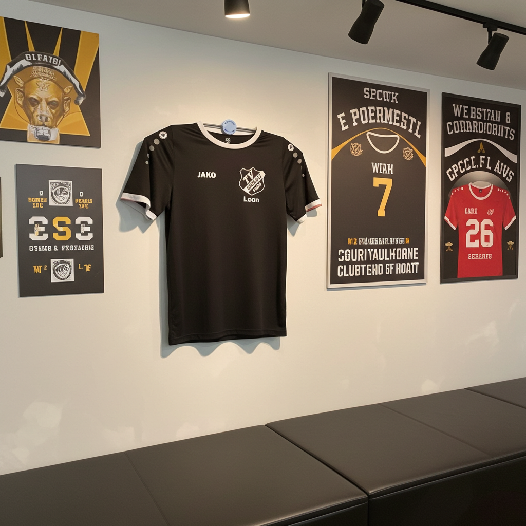 Trikot Wandhalterung – Stylisch, praktisch & immer griffbereit für Kids & Teens! Steel - Wood - Stone