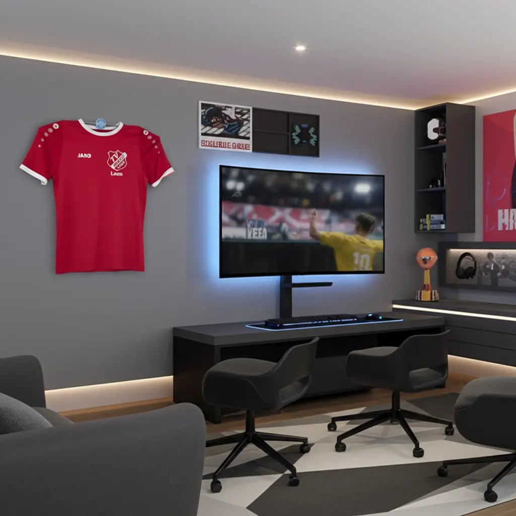 Trikot Wandhalterung – Stylisch, praktisch & immer griffbereit für Kids & Teens! Steel - Wood - Stone