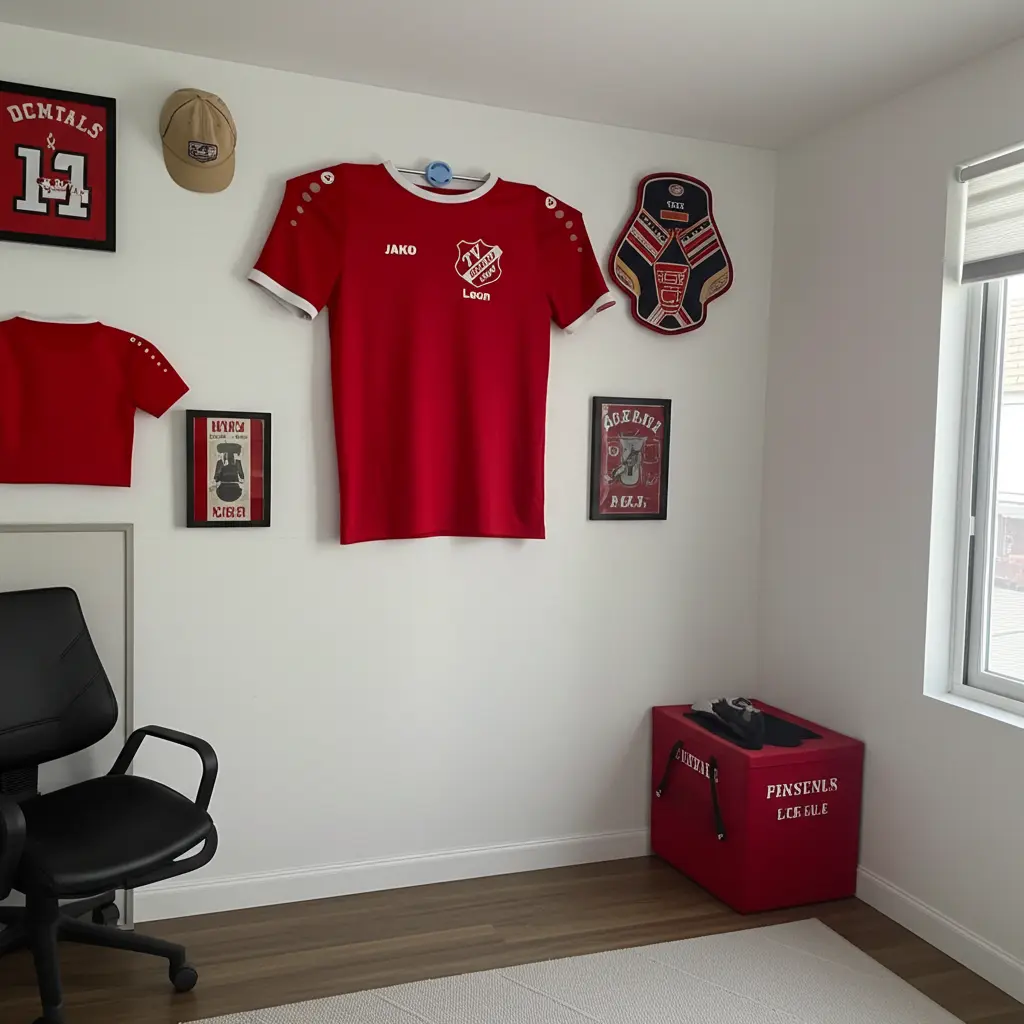 Trikot Wandhalterung – Stylisch, praktisch & immer griffbereit für Kids & Teens! Steel - Wood - Stone