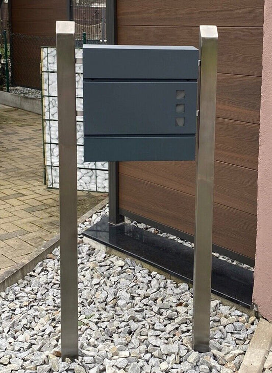BECK-SWS Briefkasten-Postkasten Ständer Standfuß aus Edelstahl / V2A  - Freistehend 115cm